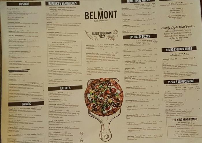 belmont hotel menu